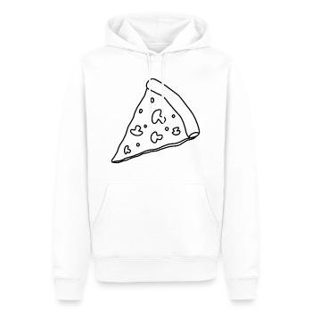 Pizza Pizza Pizza Pizzaria pizzaria pizzaria !!! - Felpa con cappuccio ecologica premium da uomo - bianco - Fronte - Nico (187cm)