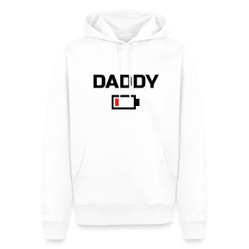 DADDY Low Battery Energy T-Shirt BLACK LABELED - Männer Premium Bio Hoodie - Weiß - Vorne - Nico (187cm)