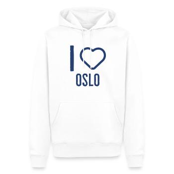 J'aime Oslo - Sweat à capuche Premium bio Homme - blanc - Devant - Nico (187cm)