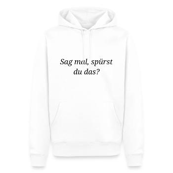 Tu le sens ? Les fans de cadeaux - Sweat à capuche Premium bio Homme - blanc - Devant - Nico (187cm)
