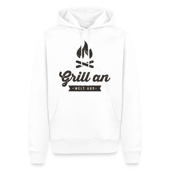 Grill an - Welt aus - dunkel - Männer Premium Bio Hoodie - Weiß - Vorne - Nico (187cm)