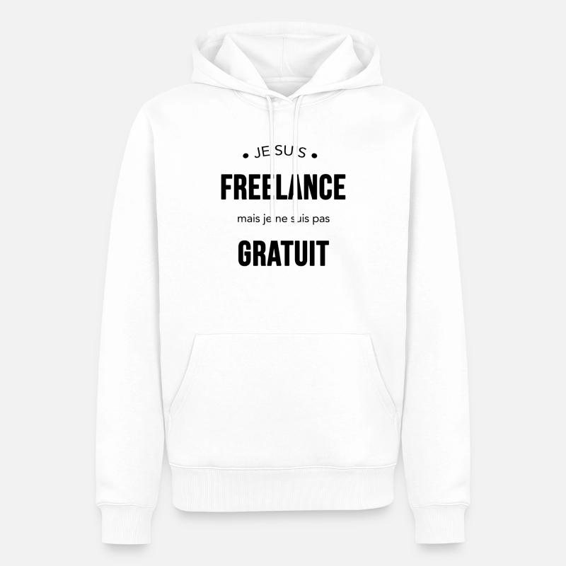 Freelance mais pas gratuit - Sweat à capuche Premium bio Homme - blanc