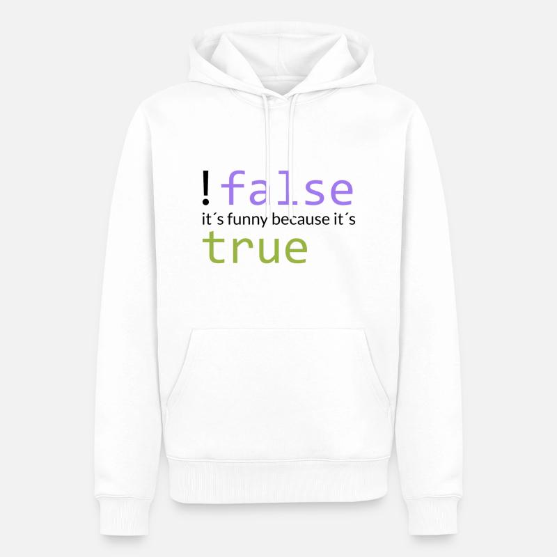 ! false == true (sombre) - Sweat à capuche Premium bio Homme - blanc