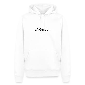 Ja genau - Männer Premium Bio Hoodie - Weiß - Vorne - Nico (187cm)