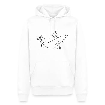 Dove fleur paix chance espoir volant - Sweat à capuche Premium bio Homme - blanc - Devant - Nico (187cm)