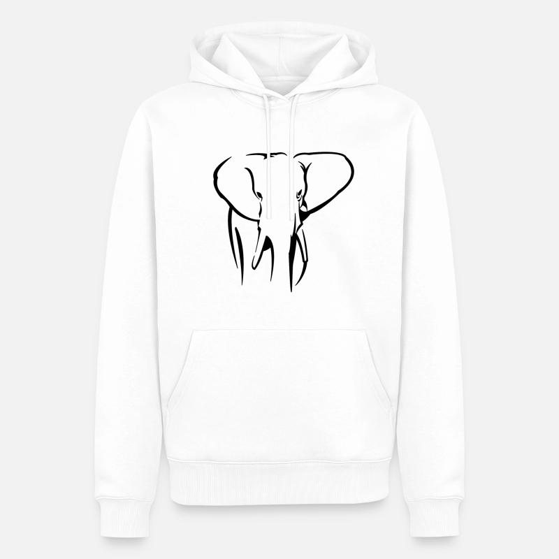 Eléphant noir - Sweat à capuche Premium bio Homme - blanc