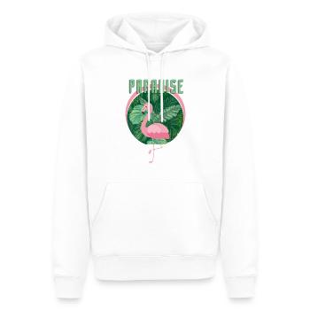 Été - flamant rose au paradis - Sweat à capuche Premium bio Homme - blanc - Devant - Nico (187cm)