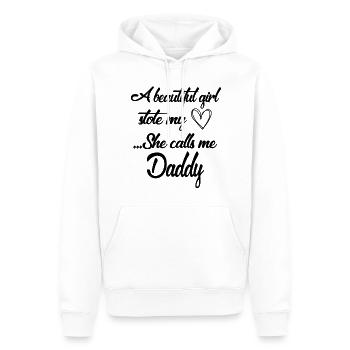 Père fille fête des pères papa fille cadeau disant coeur - Sweat à capuche Premium bio Homme - blanc - Devant - Nico (187cm)