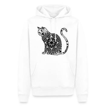 Chat Méditation Mandala Spirituel henna yoga - Sweat à capuche Premium bio Homme - blanc - Devant - Nico (187cm)