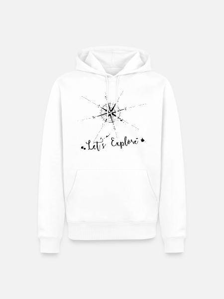 Kompas navigering rejsekort natur gave - Herre Premium økologisk hoodie - hvid