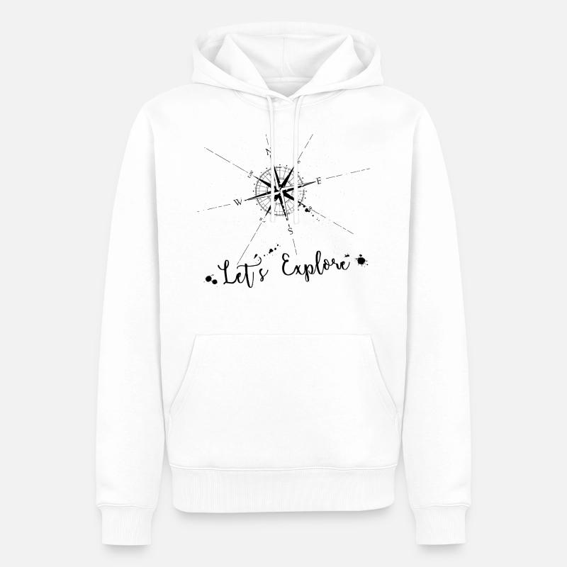 Compas de navigation carte de voyage nature cadeau - Sweat à capuche Premium bio Homme - blanc