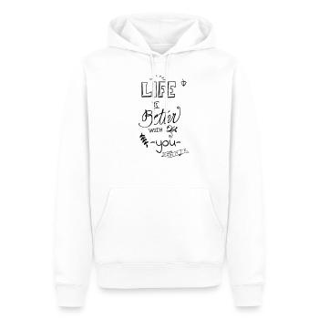 La vie est meilleure avec toi - Sweat à capuche Premium bio Homme - blanc - Devant - Nico (187cm)