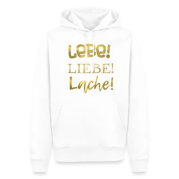 Lebe! Liebe! Lache! Gold - Männer Premium Bio Hoodie - Weiß - Vorne - Nico (187cm)
