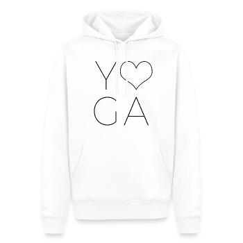 yoga - Sweat à capuche Premium bio Homme - blanc - Devant - Nico (187cm)
