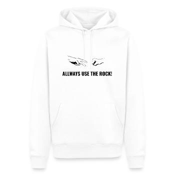 Scissors Stone Paper Allways Use the Rock Black - Men’s Premium Organic Hoodie - white - Front - Nico (187cm)
