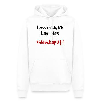 Lustiger Spruch ich kann das - Männer Premium Bio Hoodie - Weiß - Vorne - Nico (187cm)