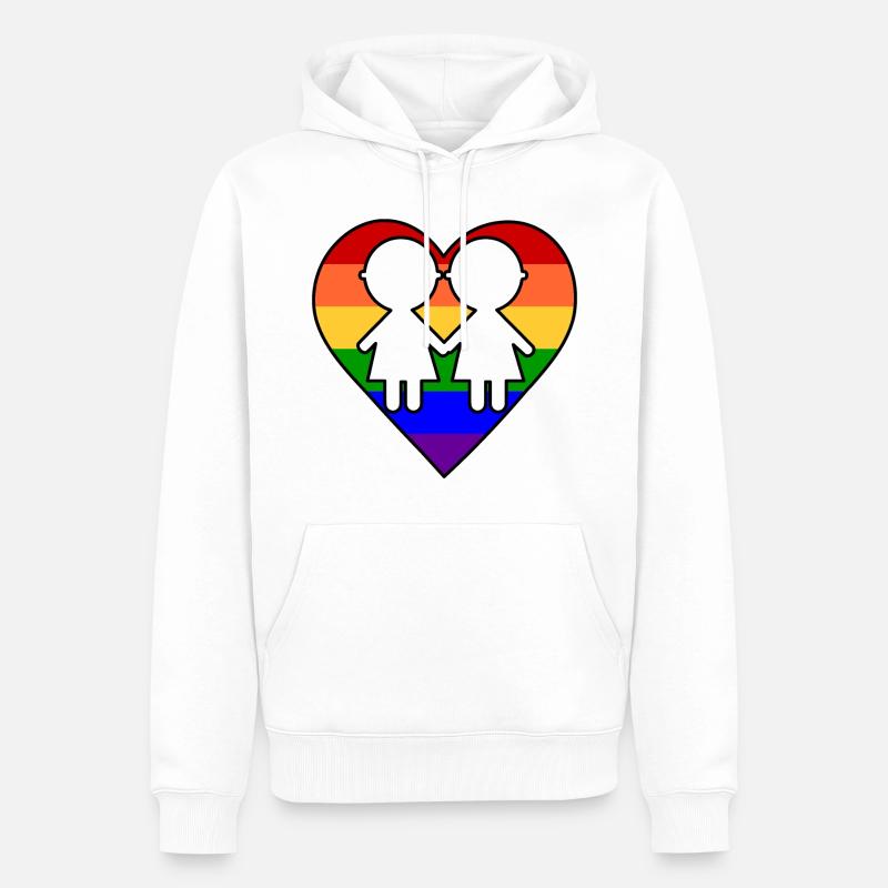 Frauenherz - Männer Premium Bio Hoodie - Weiß