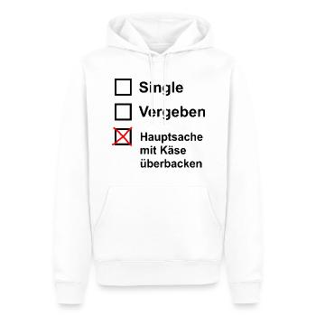 Single Vergeben Hauptsache mit Käse überbacken - Männer Premium Bio Hoodie - Weiß - Vorne - Nico (187cm)