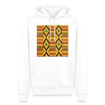 Grün, gelb und schwarz gefärbte Rautenmuster - Männer Premium Bio Hoodie - Weiß - Vorne - Nico (187cm)