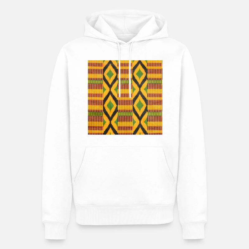 Motifs au losange coloré vert, jaune et noir - Sweat à capuche Premium bio Homme - blanc