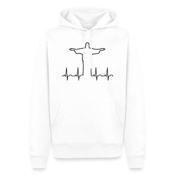 Jesus Christus Herzschlag (schwarz) - Männer Premium Bio Hoodie - Weiß - Vorne - Nico (187cm)