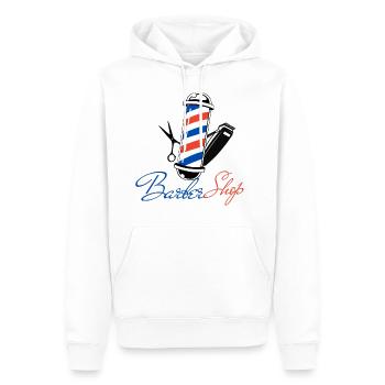 Barbershop - Männer Premium Bio Hoodie - Weiß - Vorne - Nico (187cm)
