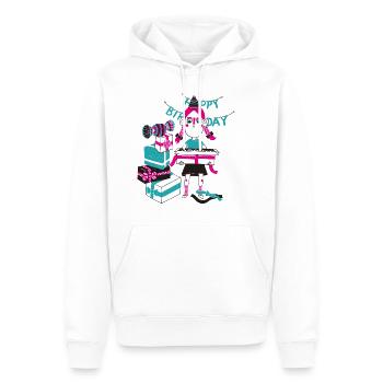 anniversaire - Sweat à capuche Premium bio Homme - blanc - Devant - Nico (187cm)