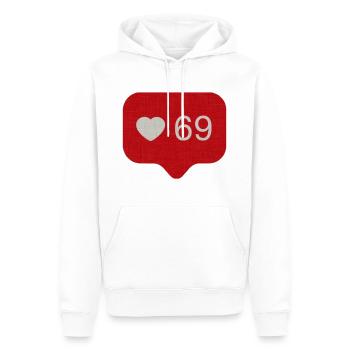 Instagram Like 69 - Men’s Premium Organic Hoodie - white - Front - Nico (187cm)