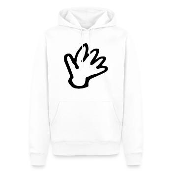 Waving Hand (Black) - Men’s Premium Organic Hoodie - white - Front - Nico (187cm)