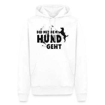 The dog goes - statement - Men’s Premium Organic Hoodie - white - Front - Nico (187cm)