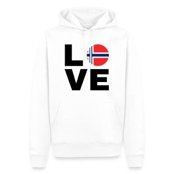 Norway Love - Norvège Love - Cadeau Nord-Fan - Sweat à capuche Premium bio Homme - blanc - Devant - Nico (187cm)
