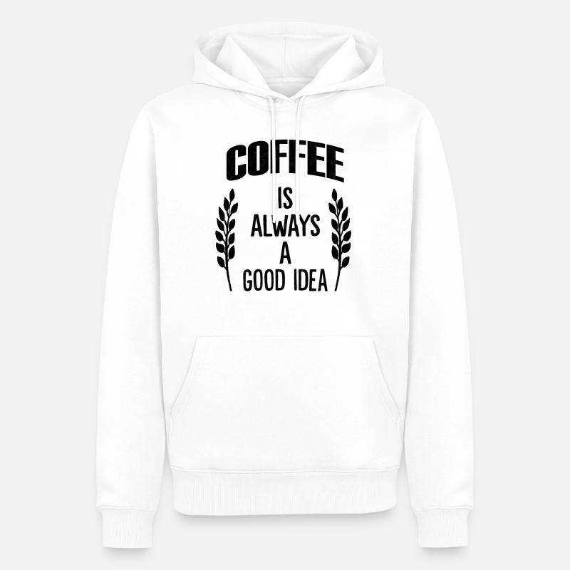 Kaffee Kaffeebohne - Männer Premium Bio Hoodie - Weiß