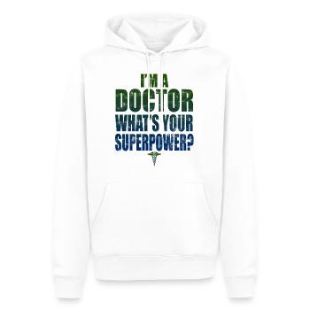 Læge læge - Herre Premium økologisk hoodie - hvid - Foran - Nico (187cm)