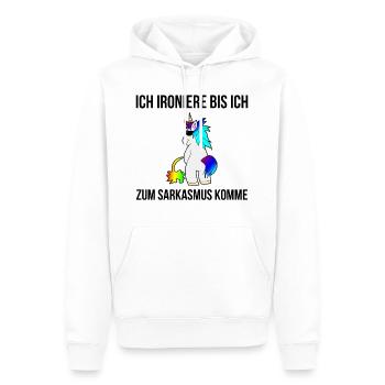 Ich Ironiere bis ich zu Sarkasmus Einhorn Geschenk - Männer Premium Bio Hoodie - Weiß - Vorne - Nico (187cm)