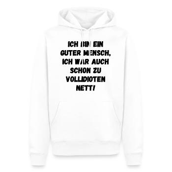 Lustiger Spruch Ich bin ein guter Mensch - Männer Premium Bio Hoodie - Weiß - Vorne - Nico (187cm)