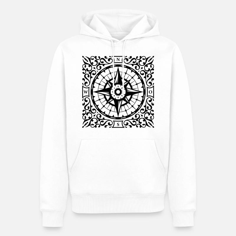 Ornements de boussole - Sweat à capuche Premium bio Homme - blanc