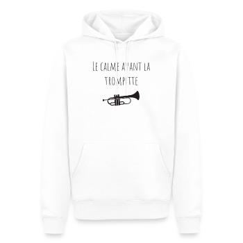 Le calme avant la trompette - Sweat à capuche Premium bio Homme - blanc - Devant - Nico (187cm)