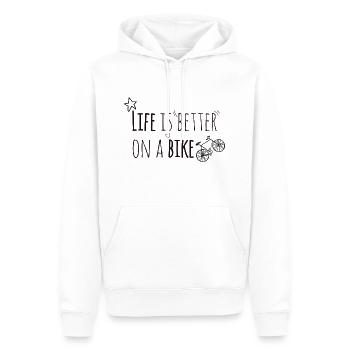 Fahrrad fahren ist besser. Spruch Shirt - Männer Premium Bio Hoodie - Weiß - Vorne - Nico (187cm)