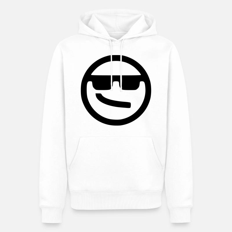 COOL SMILEY WITH SUNGLASSES - SIMPLE DRAWING - Men’s Premium Organic Hoodie - white