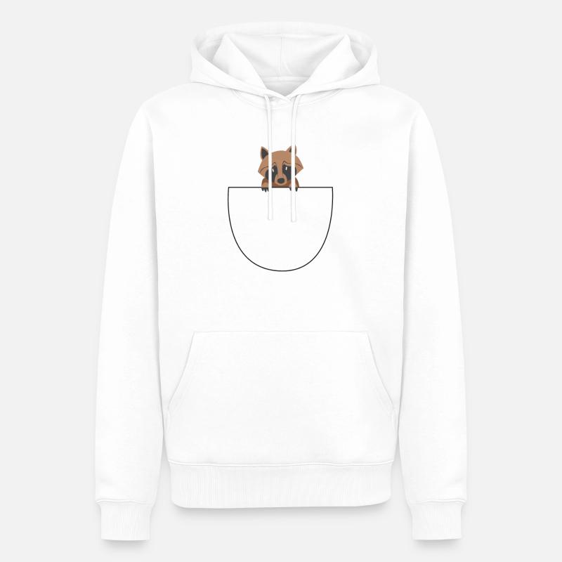 Waschbär Bauchtasche Süß Geschenkidee - Männer Premium Bio Hoodie - Weiß