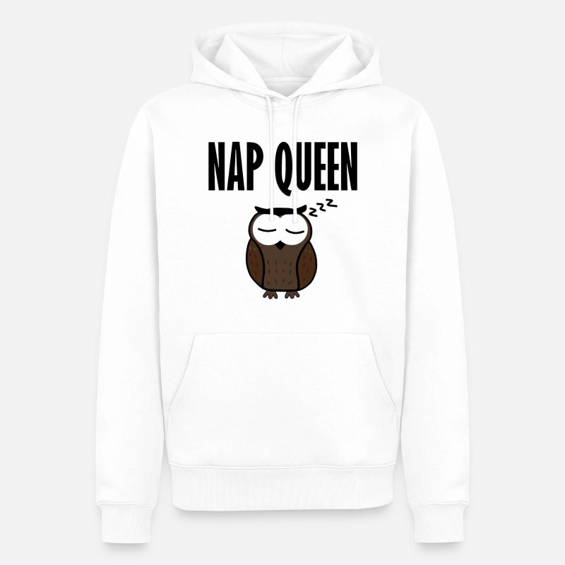 Nap Queen Eule Owl - Männer Premium Bio Hoodie - Weiß