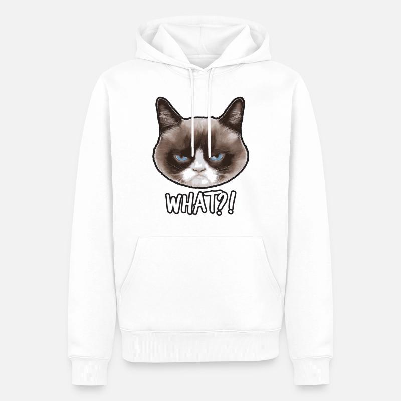 Grumpy Cat Quoi? - Sweat à capuche Premium bio Homme - blanc