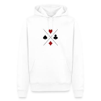 Poker - Männer Premium Bio Hoodie - Weiß - Vorne - Nico (187cm)