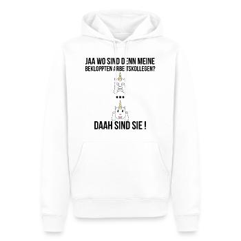 Einhor Funny collègue de travail disant geek - Sweat à capuche Premium bio Homme - blanc - Devant - Nico (187cm)