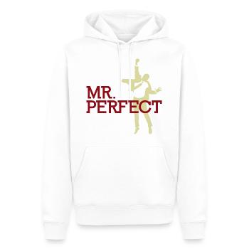 Mr. Perfect - Männer Premium Bio Hoodie - Weiß - Vorne - Nico (187cm)