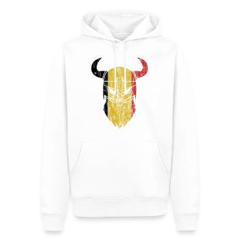 Belgien Flagge Wikinger Geschenkidee - Männer Premium Bio Hoodie - Weiß - Vorne - Nico (187cm)
