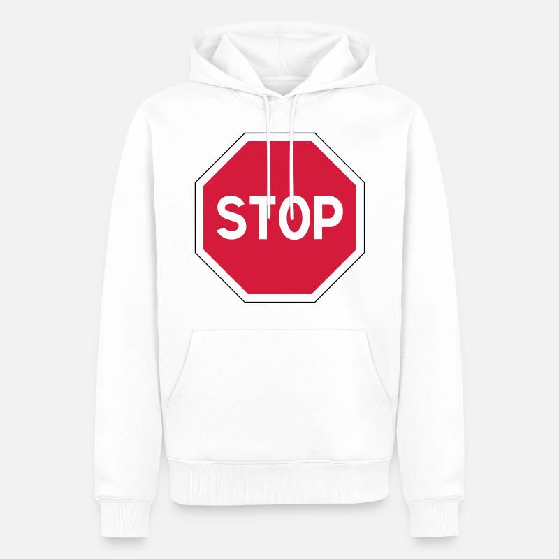 panneau d'arrêt - Sweat à capuche Premium bio Homme - blanc