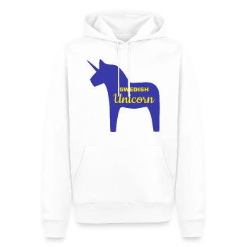 Swedish Unicorn | Holzpferd Schwedisch Einhorn - Männer Premium Bio Hoodie - Weiß - Vorne - Nico (187cm)
