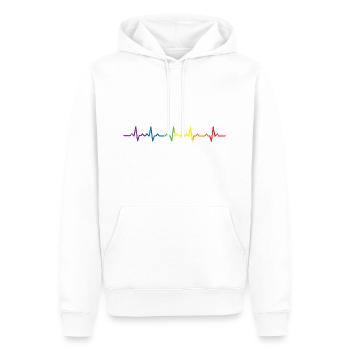 Cool Heartbeat LGBT Rainbow Heartbeat Heart Rate - Männer Premium Bio Hoodie - Weiß - Vorne - Nico (187cm)