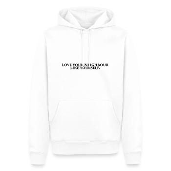 Aimez votre prochain comme vous-même verset de la Bible - Sweat à capuche Premium bio Homme - blanc - Devant - Nico (187cm)